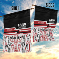 Personalised Toitu Te Tiriti Aotearoa 1840 Garden Flag Red Kowhaiwhai Puhoro - Polynesian Pride
