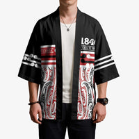 Personalised Toitu Te Tiriti Aotearoa 1840 Kimono Red Kowhaiwhai Puhoro - Polynesian Pride