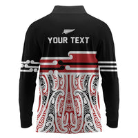 Personalised Toitu Te Tiriti Aotearoa 1840 Long Sleeve Polo Shirt Red Kowhaiwhai Puhoro LT9 - Polynesian Pride