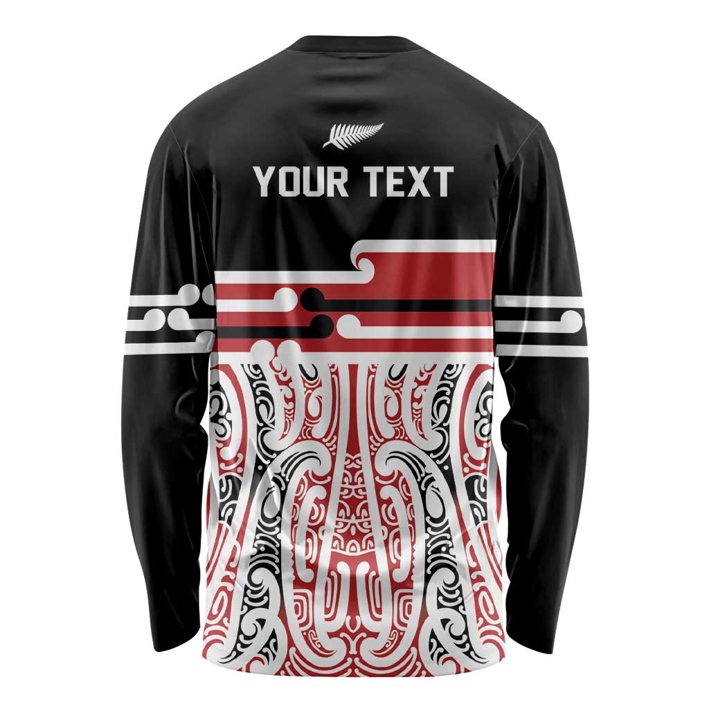 Personalised Toitu Te Tiriti Aotearoa 1840 Long Sleeve Shirt Red Kowhaiwhai Puhoro LT9 - Polynesian Pride