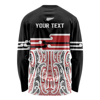 Personalised Toitu Te Tiriti Aotearoa 1840 Long Sleeve Shirt Red Kowhaiwhai Puhoro LT9 - Polynesian Pride