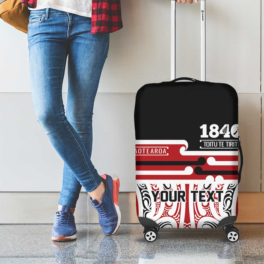 Personalised Toitu Te Tiriti Aotearoa 1840 Luggage Cover Red Kowhaiwhai Puhoro LT9 - Polynesian Pride
