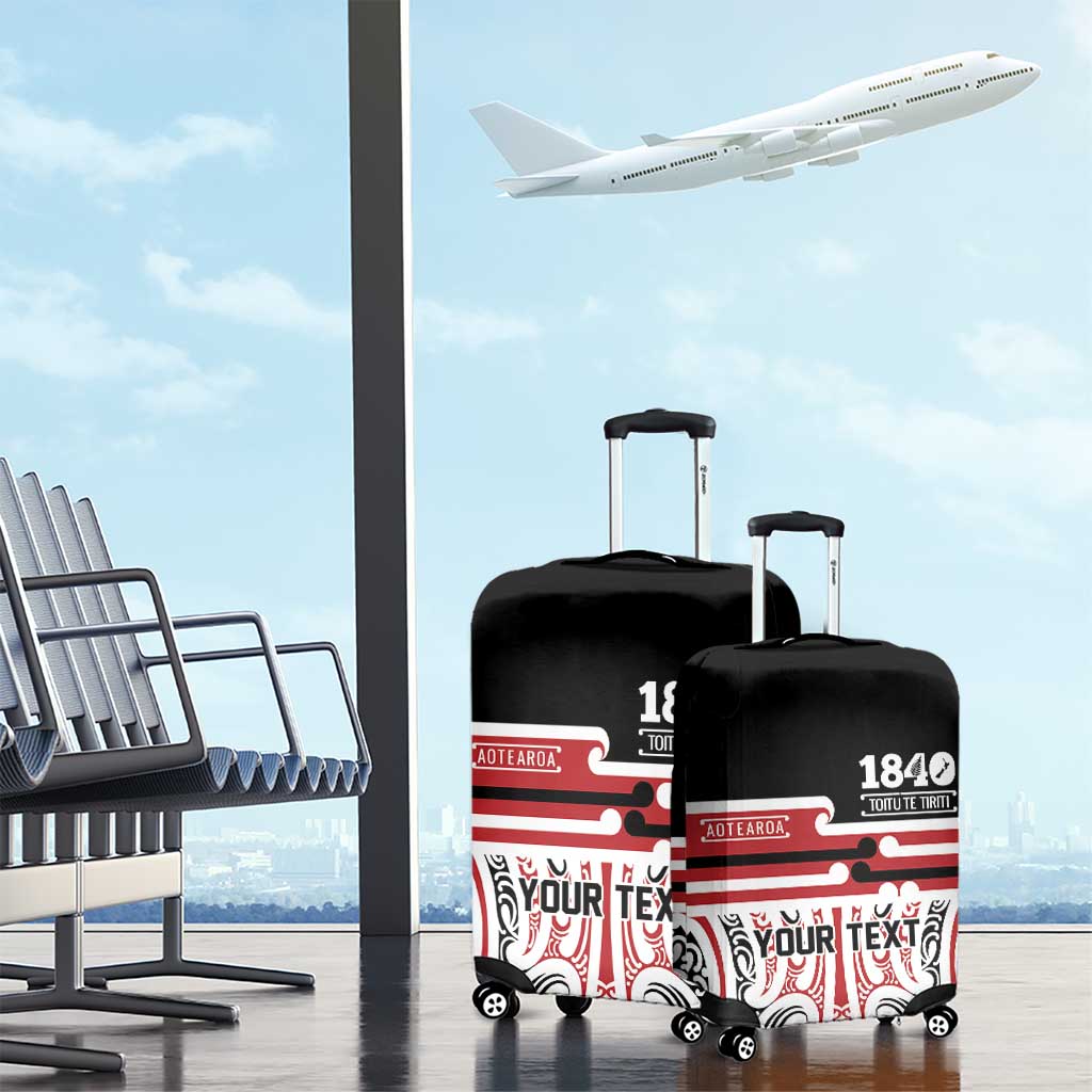 Personalised Toitu Te Tiriti Aotearoa 1840 Luggage Cover Red Kowhaiwhai Puhoro LT9 - Polynesian Pride
