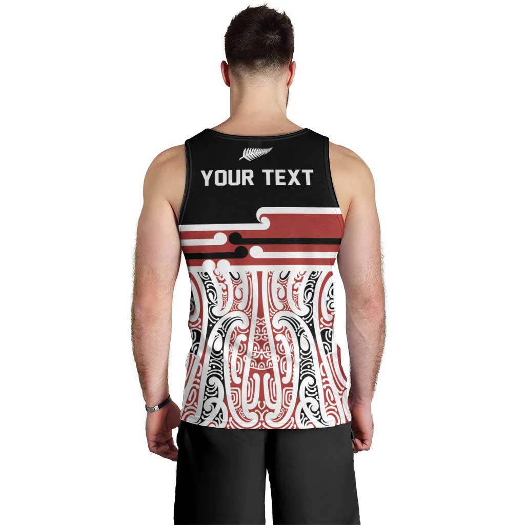 Personalised Toitu Te Tiriti Aotearoa 1840 Men Tank Top Red Kowhaiwhai Puhoro - Polynesian Pride