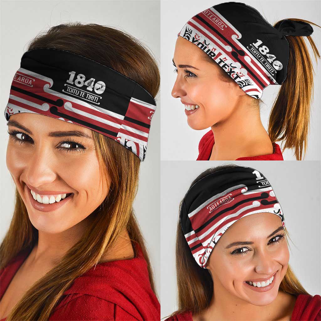 Personalised Toitu Te Tiriti Aotearoa 1840 Neck Gaiter Red Kowhaiwhai Puhoro LT9 - Polynesian Pride