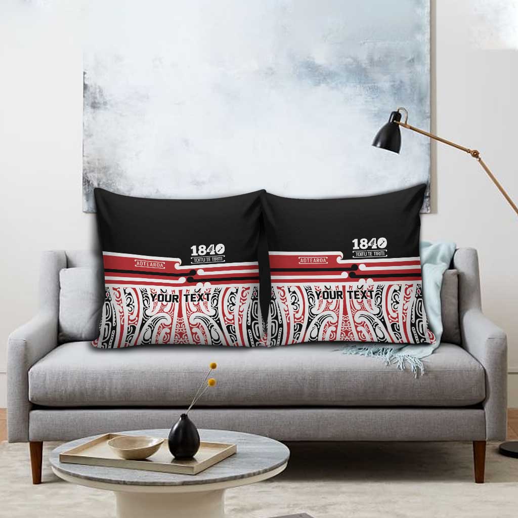Personalised Toitu Te Tiriti Aotearoa 1840 Pillow Cover Red Kowhaiwhai Puhoro - Polynesian Pride