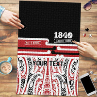 Personalised Toitu Te Tiriti Aotearoa 1840 Puzzle Red Kowhaiwhai Puhoro - Polynesian Pride