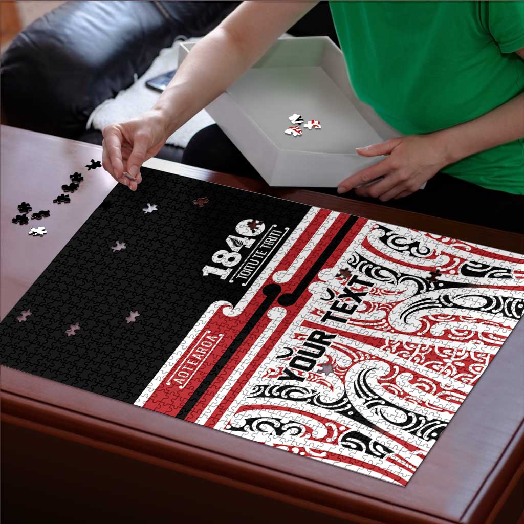 Personalised Toitu Te Tiriti Aotearoa 1840 Puzzle Red Kowhaiwhai Puhoro - Polynesian Pride