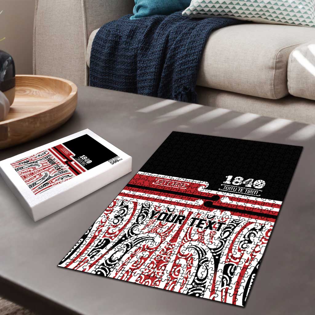 Personalised Toitu Te Tiriti Aotearoa 1840 Puzzle Red Kowhaiwhai Puhoro - Polynesian Pride