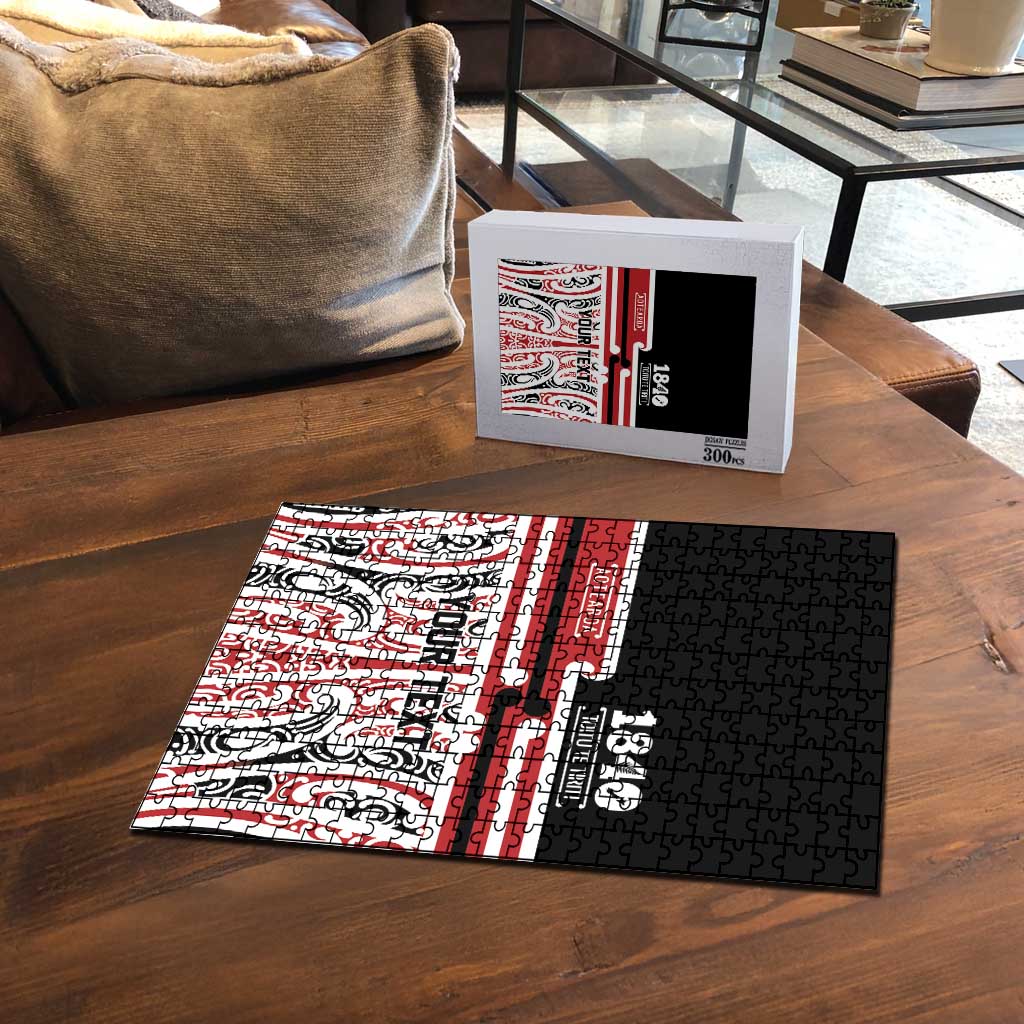 Personalised Toitu Te Tiriti Aotearoa 1840 Puzzle Red Kowhaiwhai Puhoro - Polynesian Pride