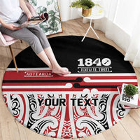 Personalised Toitu Te Tiriti Aotearoa 1840 Round Carpet Red Kowhaiwhai Puhoro LT9 - Polynesian Pride