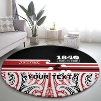 Personalised Toitu Te Tiriti Aotearoa 1840 Round Carpet Red Kowhaiwhai Puhoro LT9 - Polynesian Pride
