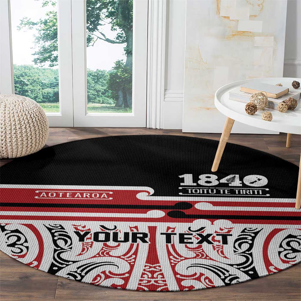 Personalised Toitu Te Tiriti Aotearoa 1840 Round Carpet Red Kowhaiwhai Puhoro LT9 - Polynesian Pride