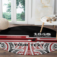 Personalised Toitu Te Tiriti Aotearoa 1840 Round Carpet Red Kowhaiwhai Puhoro LT9 - Polynesian Pride