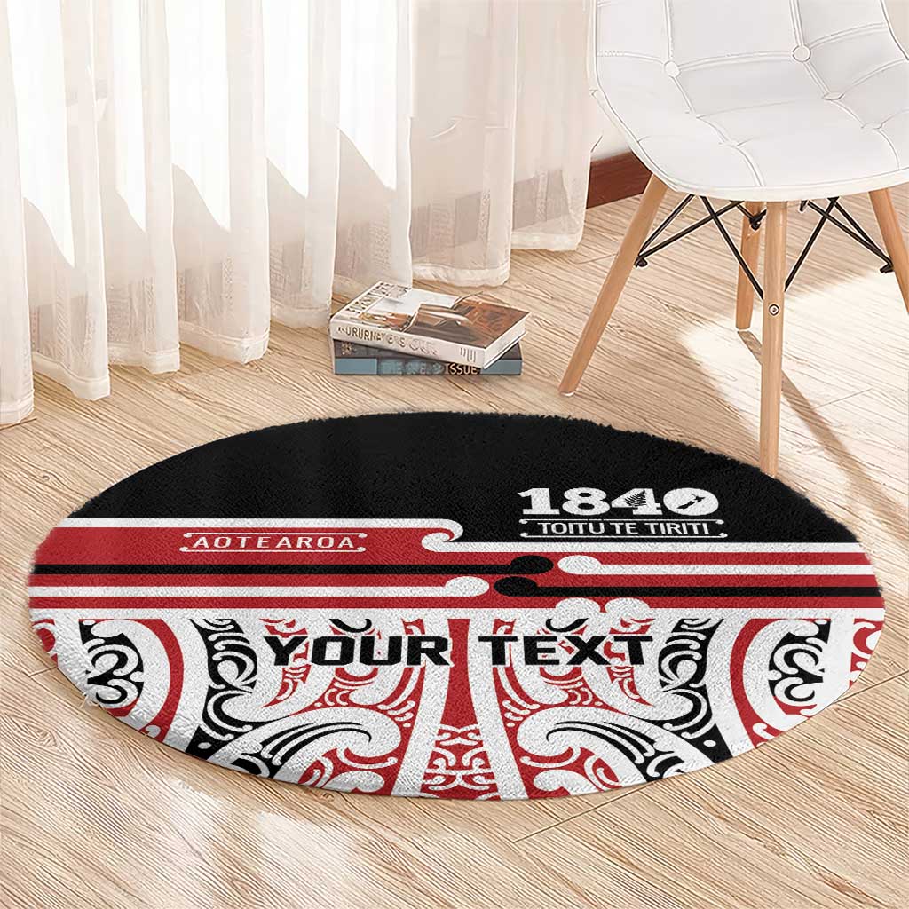 Personalised Toitu Te Tiriti Aotearoa 1840 Round Carpet Red Kowhaiwhai Puhoro LT9 - Polynesian Pride