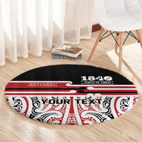 Personalised Toitu Te Tiriti Aotearoa 1840 Round Carpet Red Kowhaiwhai Puhoro LT9 - Polynesian Pride