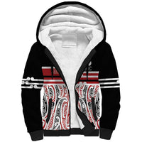 Personalised Toitu Te Tiriti Aotearoa 1840 Sherpa Hoodie Red Kowhaiwhai Puhoro LT9 Unisex Black - Polynesian Pride