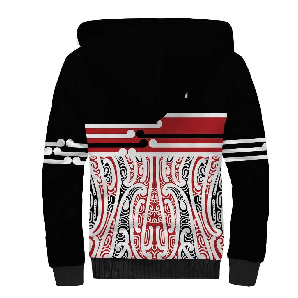 Personalised Toitu Te Tiriti Aotearoa 1840 Sherpa Hoodie Red Kowhaiwhai Puhoro LT9 - Polynesian Pride