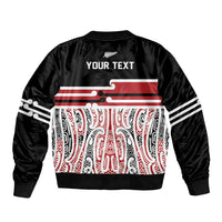 Personalised Toitu Te Tiriti Aotearoa 1840 Sleeve Zip Bomber Jacket Red Kowhaiwhai Puhoro LT9 - Polynesian Pride