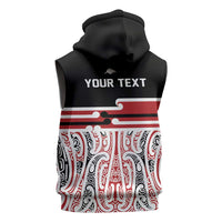 Personalised Toitu Te Tiriti Aotearoa 1840 Sleeveless Hoodie Red Kowhaiwhai Puhoro LT9 - Polynesian Pride