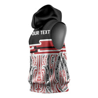 Personalised Toitu Te Tiriti Aotearoa 1840 Sleeveless Hoodie Red Kowhaiwhai Puhoro LT9 - Polynesian Pride