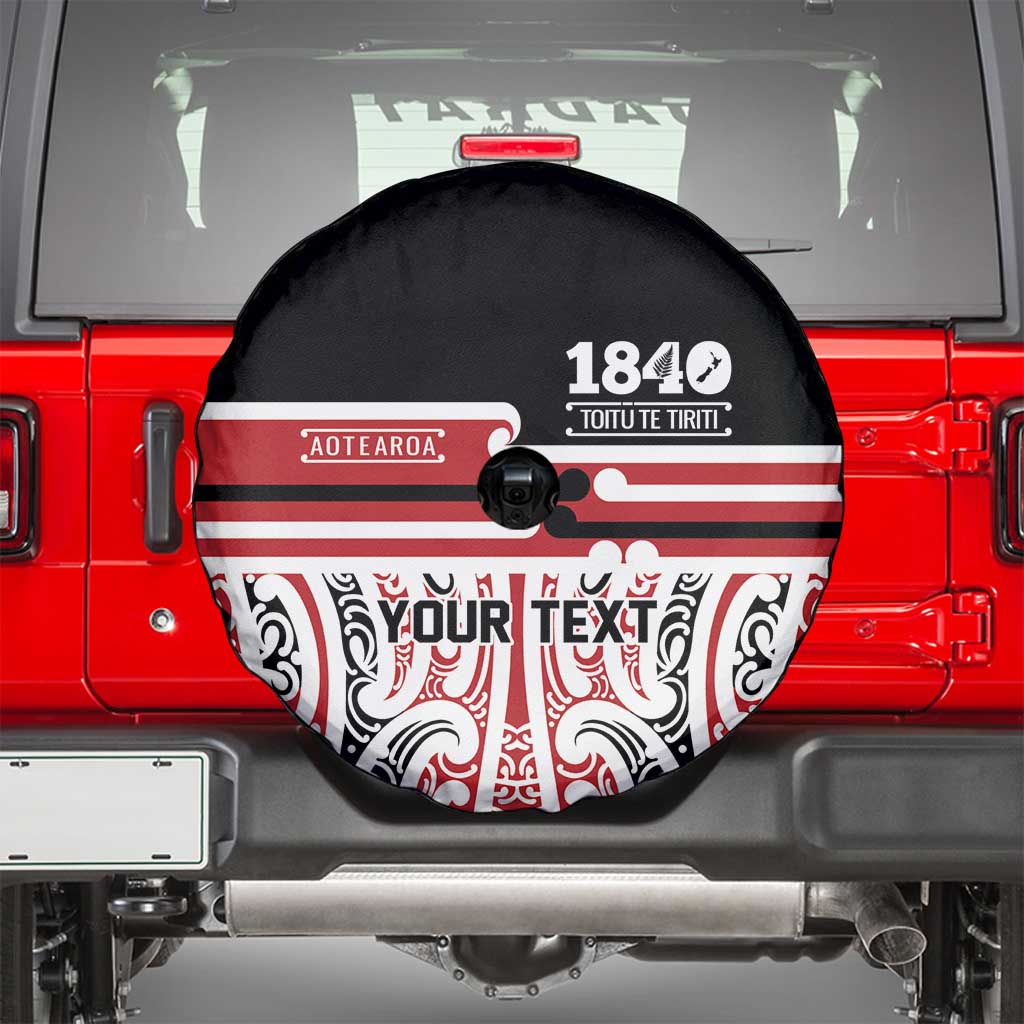 Personalised Toitu Te Tiriti Aotearoa 1840 Spare Tire Cover Red Kowhaiwhai Puhoro LT9 - Polynesian Pride