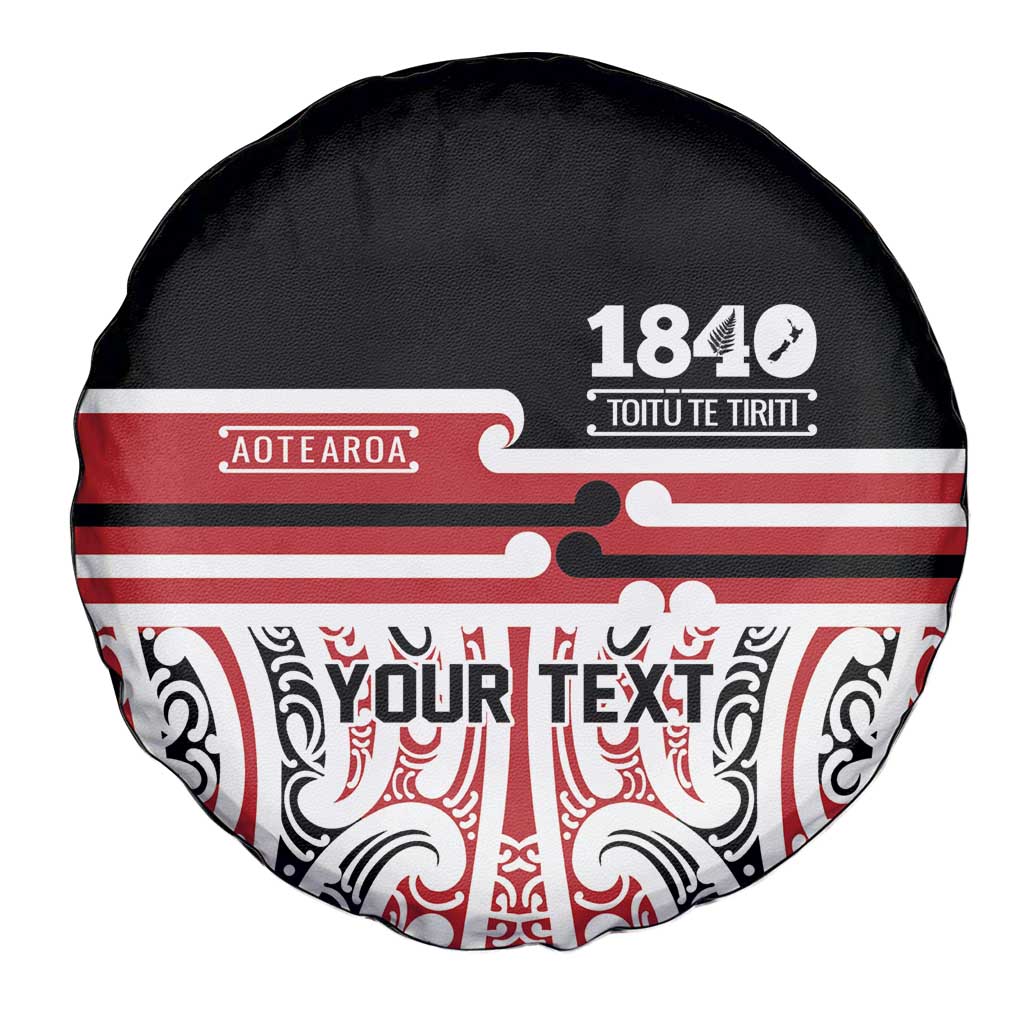 Personalised Toitu Te Tiriti Aotearoa 1840 Spare Tire Cover Red Kowhaiwhai Puhoro LT9 - Polynesian Pride