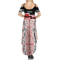 Personalised Toitu Te Tiriti Aotearoa 1840 Summer Maxi Dress Red Kowhaiwhai Puhoro LT9 - Polynesian Pride