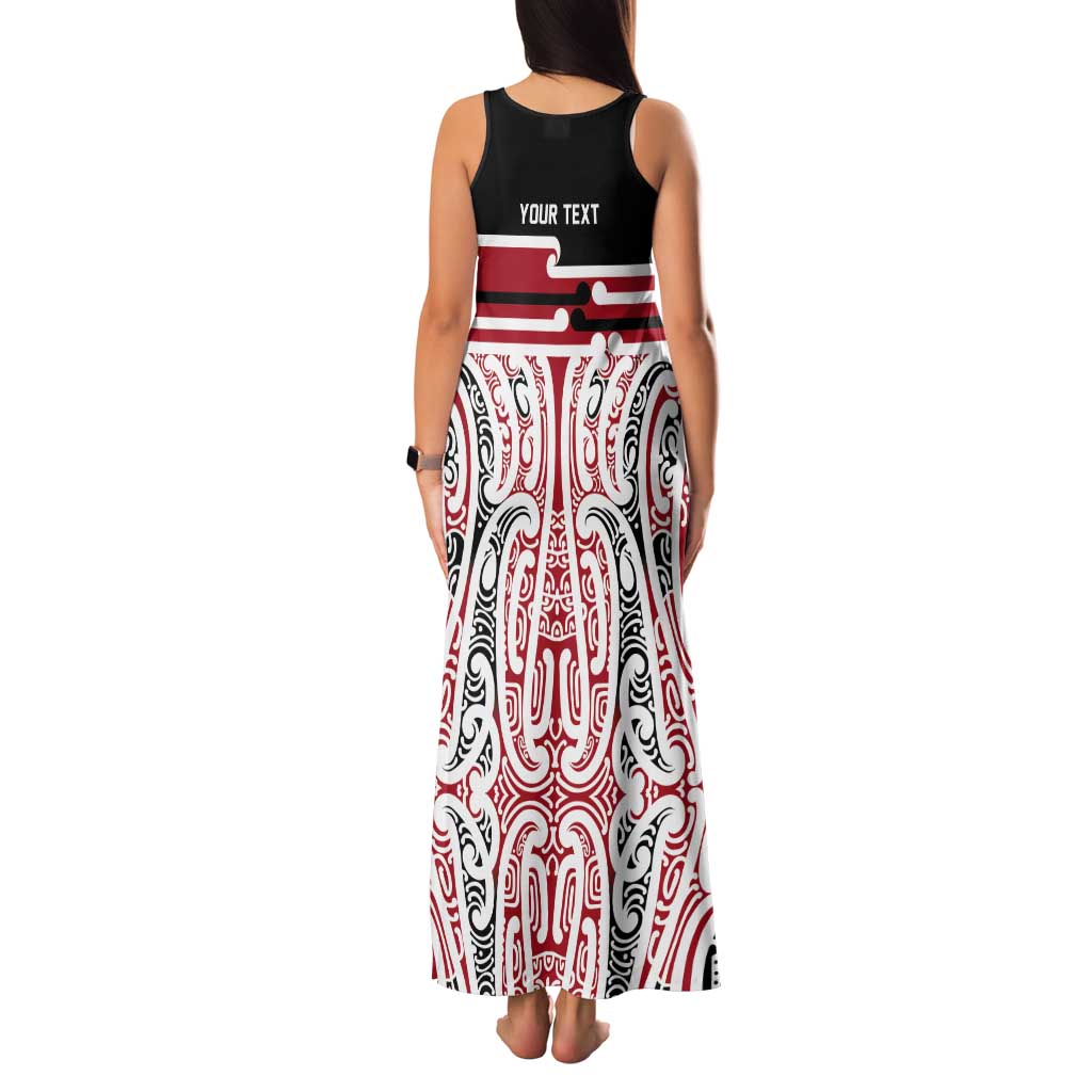 Personalised Toitu Te Tiriti Aotearoa 1840 Tank Maxi Dress Red Kowhaiwhai Puhoro LT9 - Polynesian Pride