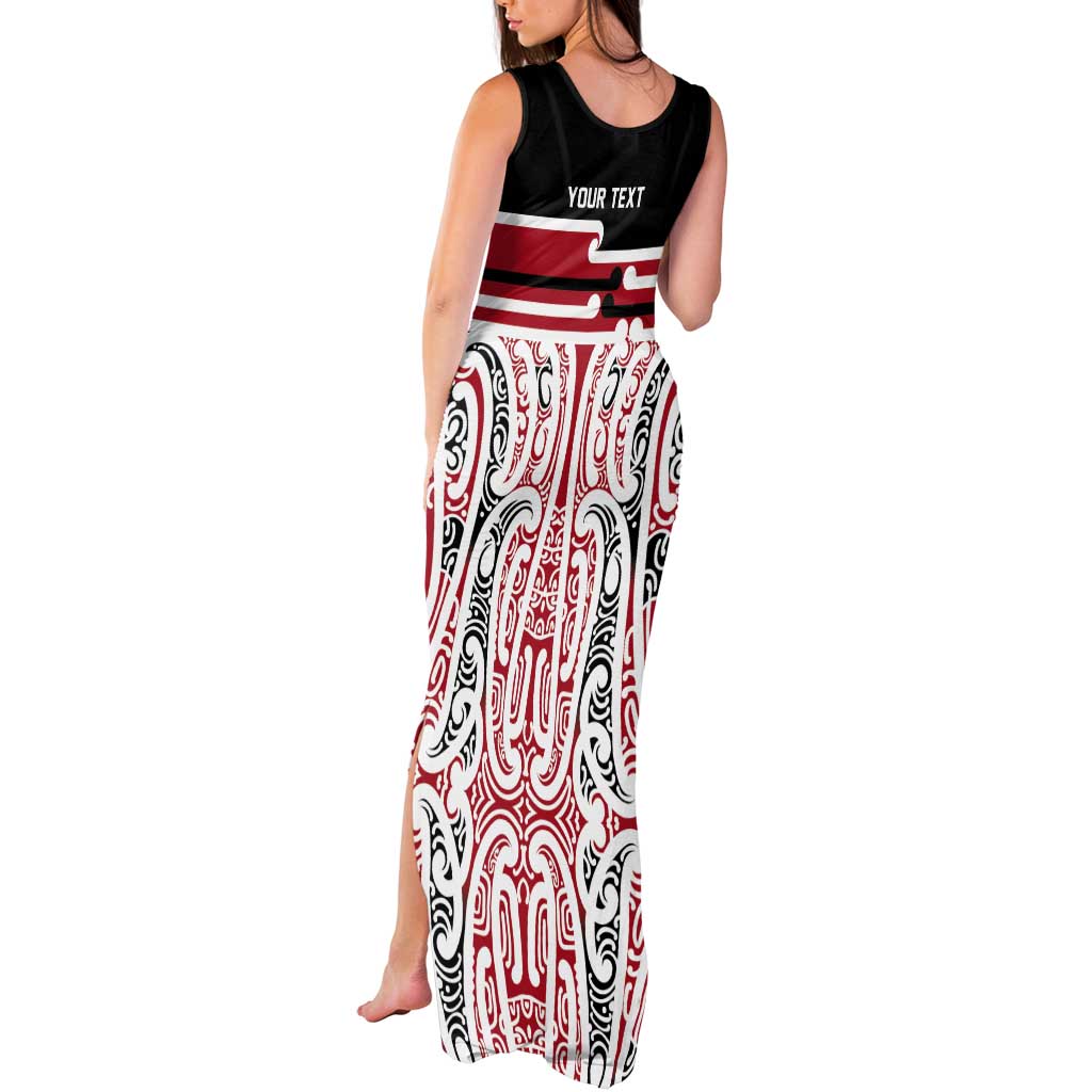 Personalised Toitu Te Tiriti Aotearoa 1840 Tank Maxi Dress Red Kowhaiwhai Puhoro LT9 - Polynesian Pride