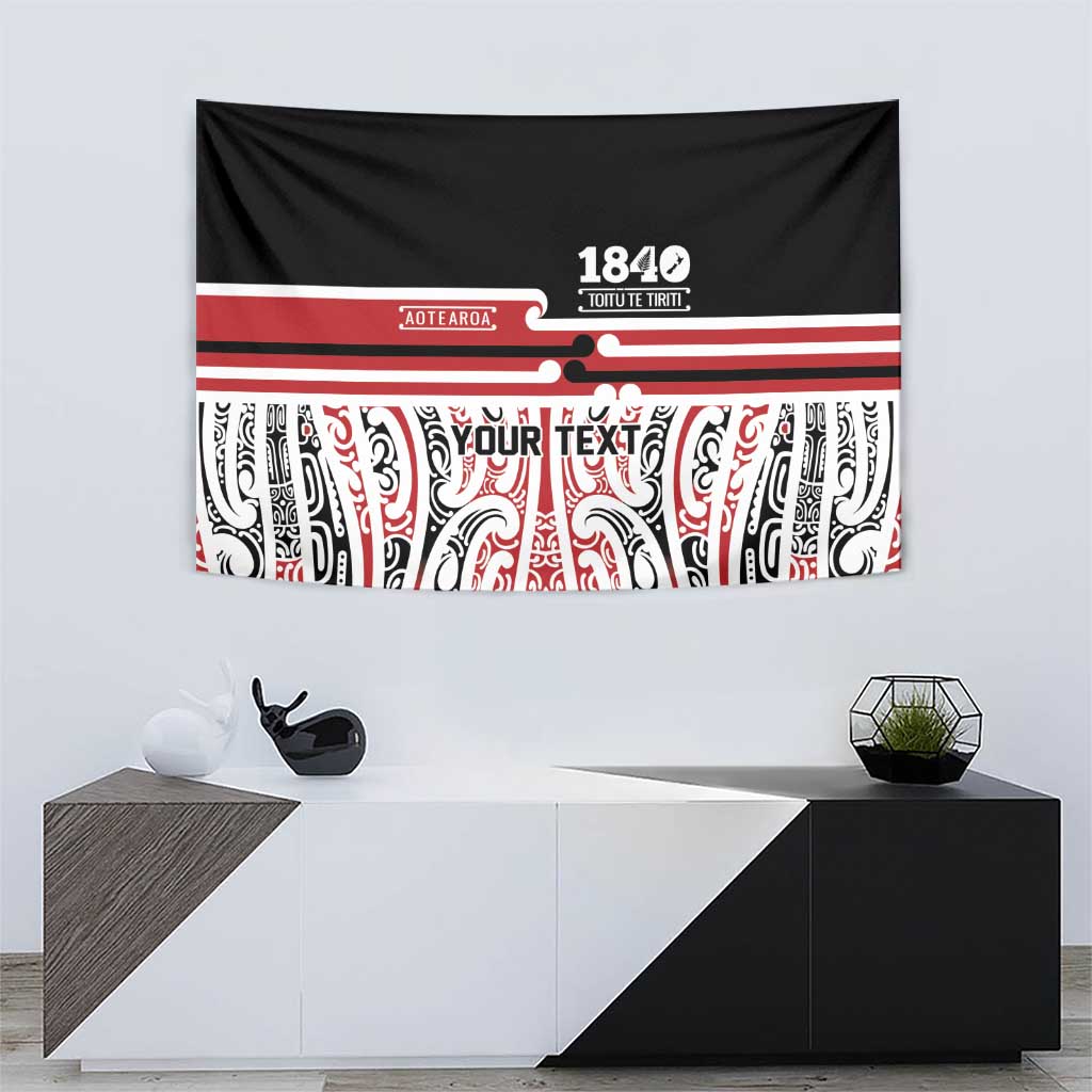 Personalised Toitu Te Tiriti Aotearoa 1840 Tapestry Red Kowhaiwhai Puhoro - Polynesian Pride