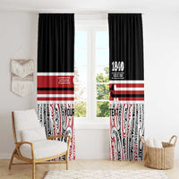Personalised Toitu Te Tiriti Aotearoa 1840 Window Curtain Red Kowhaiwhai Puhoro - Polynesian Pride
