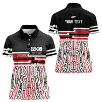 Personalised Toitu Te Tiriti Aotearoa 1840 Women Polo Shirt Red Kowhaiwhai Puhoro LT9 - Polynesian Pride