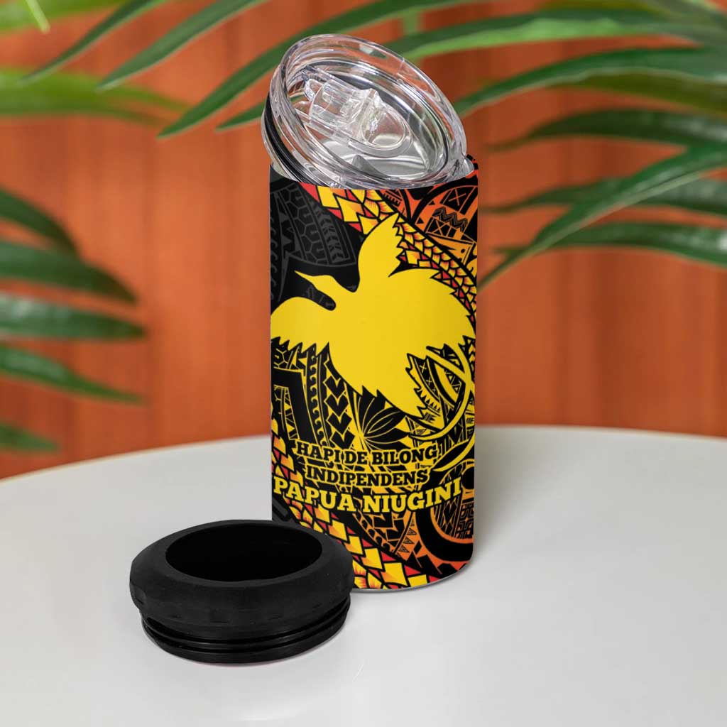 Papua New Guinea Tribal Tattoo 4 in 1 Can Cooler Tumbler 50th Independence Anniversary LT9 - Polynesian Pride