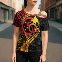 Papua New Guinea Tribal Tattoo Cross Shoulder Shirt 50th Independence Anniversary - Polynesian Pride