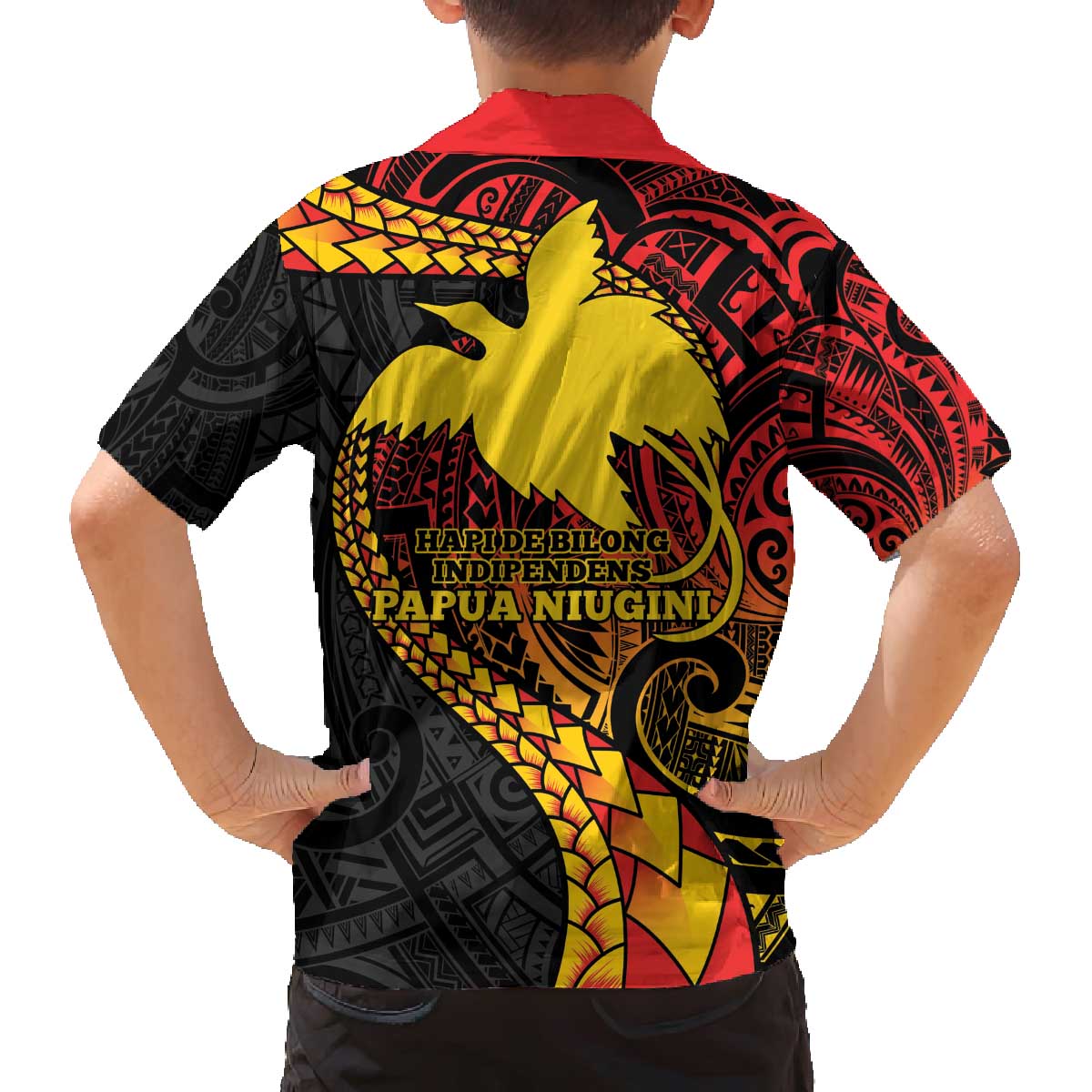 Papua New Guinea Tribal Tattoo Family Matching Off The Shoulder Long Sleeve Dress and Hawaiian Shirt 50th Independence Anniversary LT9 - Polynesian Pride