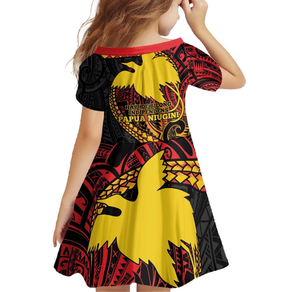 Papua New Guinea Tribal Tattoo Family Matching Off The Shoulder Long Sleeve Dress and Hawaiian Shirt 50th Independence Anniversary LT9 - Polynesian Pride