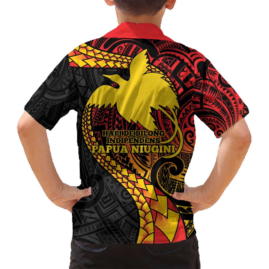 Papua New Guinea Tribal Tattoo Family Matching Off Shoulder Short Dress and Hawaiian Shirt 50th Independence Anniversary LT9 - Polynesian Pride