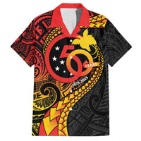 Papua New Guinea Tribal Tattoo Family Matching Off Shoulder Short Dress and Hawaiian Shirt 50th Independence Anniversary LT9 Dad's Shirt - Short Sleeve Black - Polynesian Pride