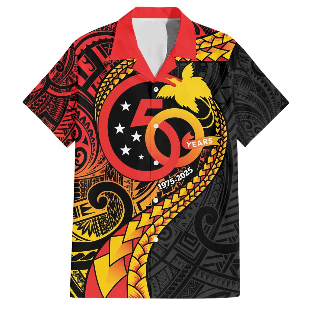 Papua New Guinea Tribal Tattoo Family Matching Short Sleeve Bodycon Dress and Hawaiian Shirt 50th Independence Anniversary LT9 Dad's Shirt - Short Sleeve Black - Polynesian Pride