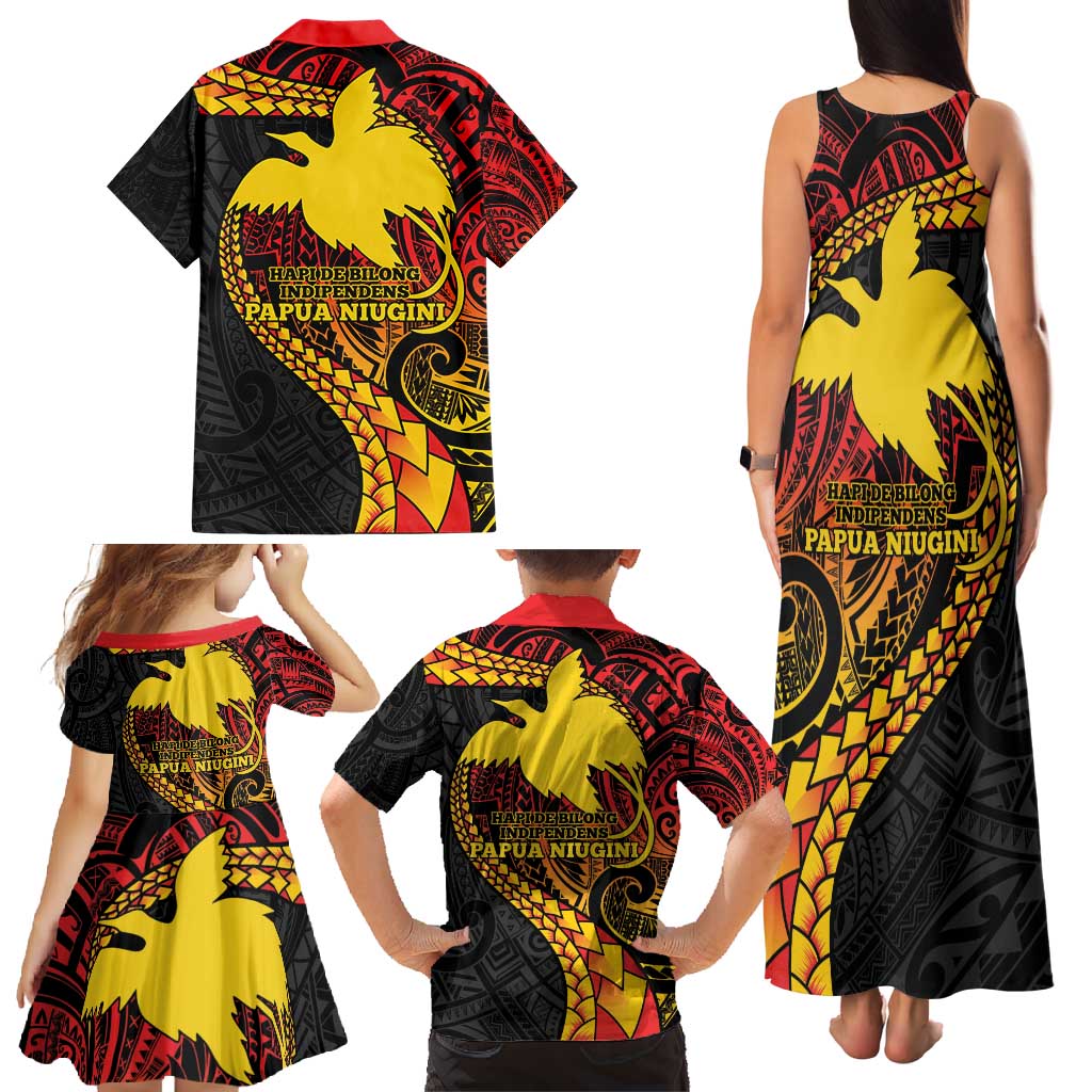 Papua New Guinea Tribal Tattoo Family Matching Tank Maxi Dress and Hawaiian Shirt 50th Independence Anniversary LT9 - Polynesian Pride
