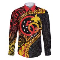 Papua New Guinea Tribal Tattoo Family Matching Tank Maxi Dress and Hawaiian Shirt 50th Independence Anniversary LT9 Dad's Shirt - Long Sleeve Black - Polynesian Pride