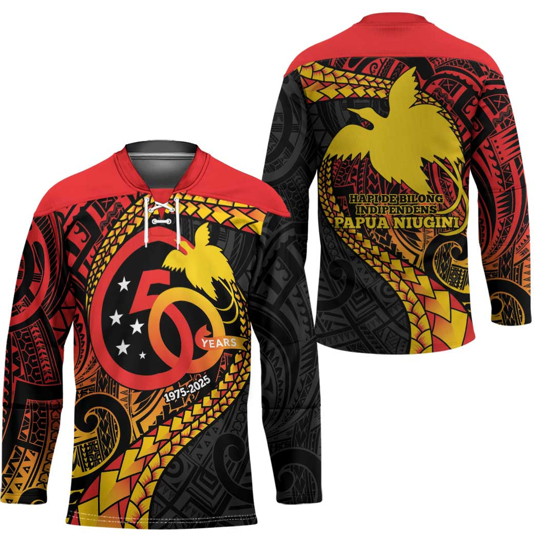 Papua New Guinea Tribal Tattoo Hockey Jersey 50th Independence Anniversary - Polynesian Pride