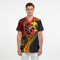 Papua New Guinea Tribal Tattoo Scrub Top 50th Independence Anniversary - Polynesian Pride