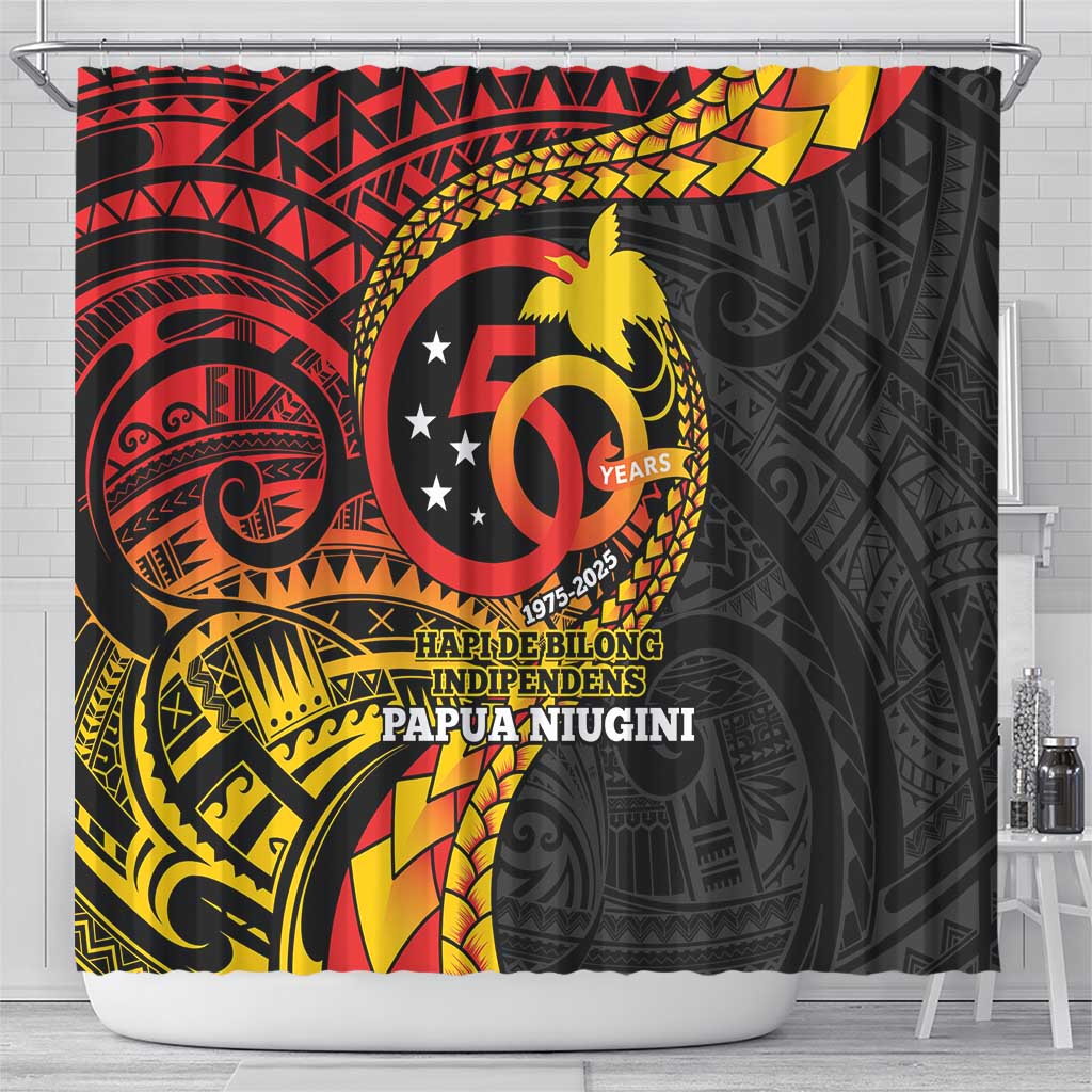 Papua New Guinea Tribal Tattoo Shower Curtain 50th Independence Anniversary LT9 - Polynesian Pride
