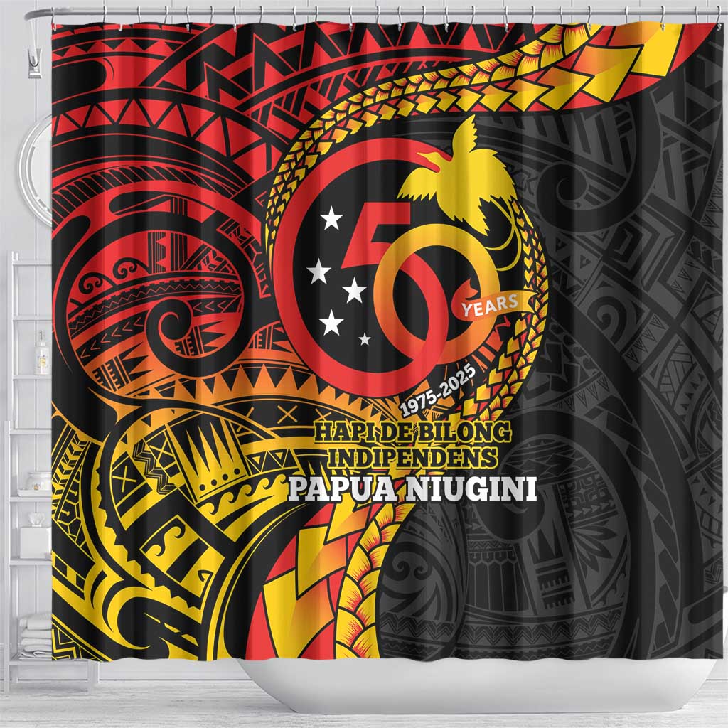 Papua New Guinea Tribal Tattoo Shower Curtain 50th Independence Anniversary LT9 - Polynesian Pride