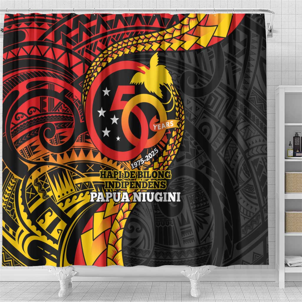 Papua New Guinea Tribal Tattoo Shower Curtain 50th Independence Anniversary LT9 - Polynesian Pride