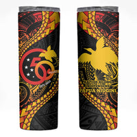 Papua New Guinea Tribal Tattoo Skinny Tumbler 50th Independence Anniversary LT9 Black - Polynesian Pride