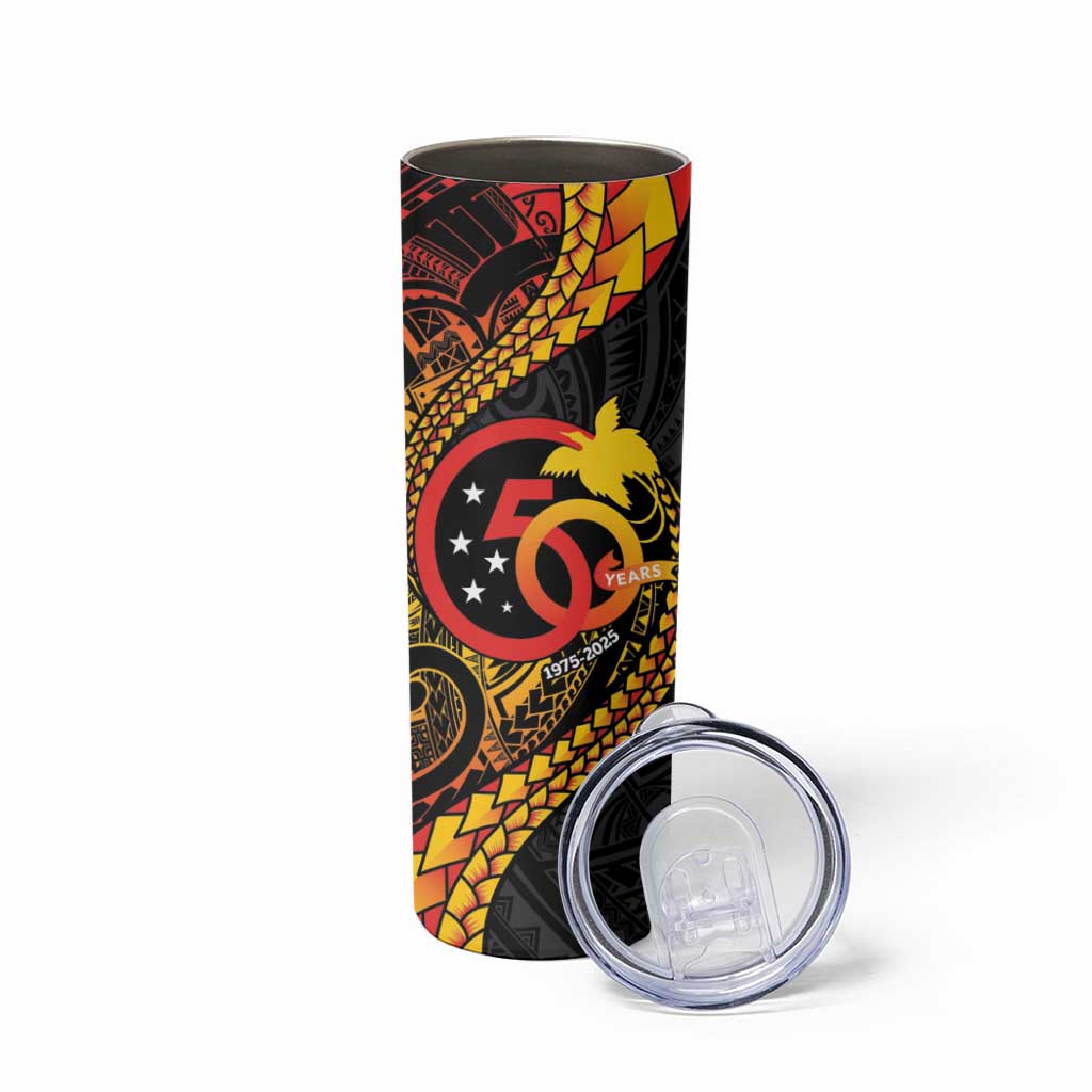 Papua New Guinea Tribal Tattoo Skinny Tumbler 50th Independence Anniversary LT9 - Polynesian Pride