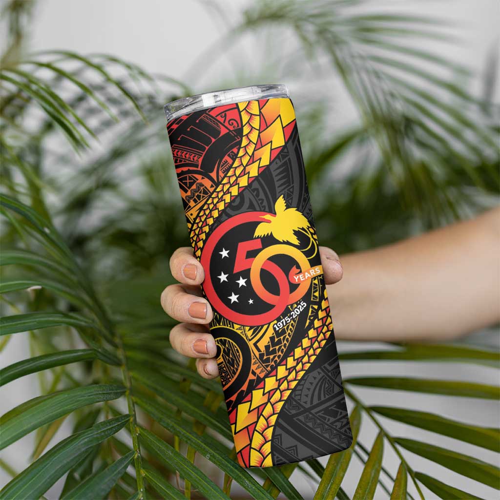 Papua New Guinea Tribal Tattoo Skinny Tumbler 50th Independence Anniversary LT9 - Polynesian Pride